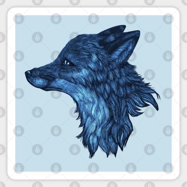 Blue Fox Sticker by theaberranteye